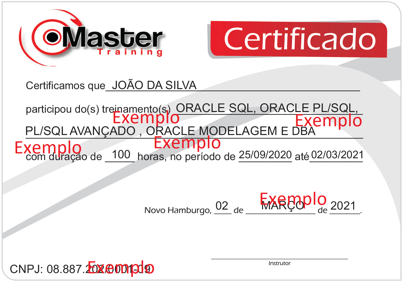 Certificado Master Training